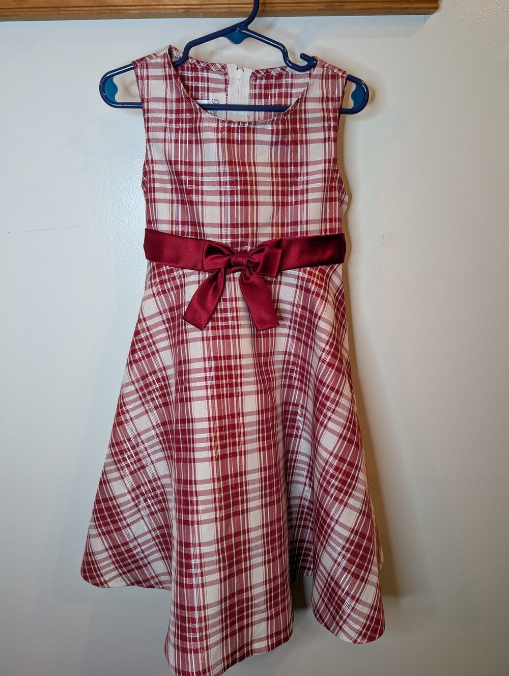 Bonnie Jean Girls Red Plaid Dress Sash Bow Holiday Party Special Occasion 5